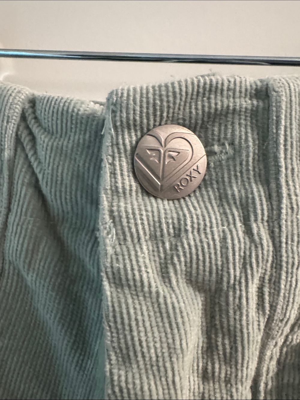 Roxy High-Waist Corduroy Shorts in Light Sage Green - Picture 3 of 5